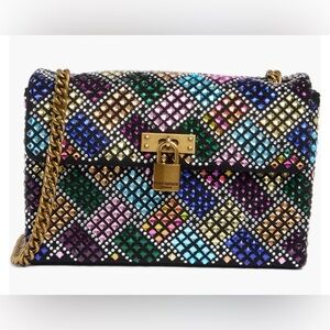 Kurt Geiger London Mini Brixton Multicolor Crystal Studded Shoulder Bag NWT